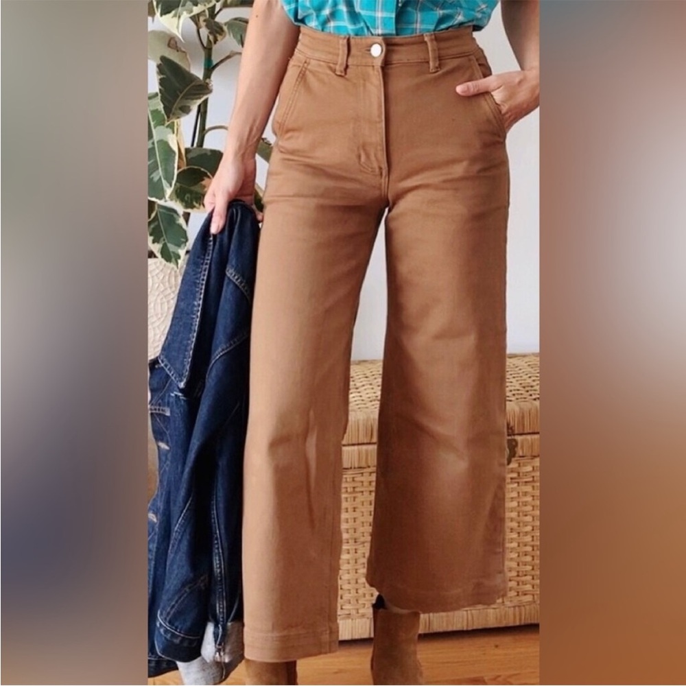 Everlane Straight-Leg Crop High Waist Pants  in Cocoa Brown terracotta